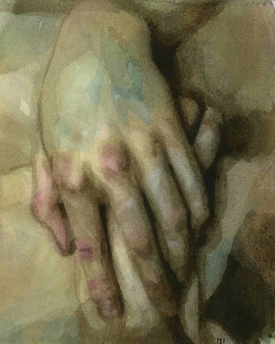 "Hands". Acrylic & watercolor on paper, 17x21 cm