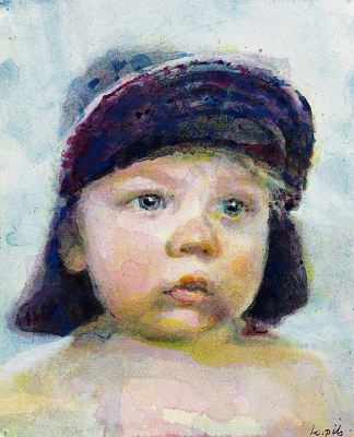 Portrait of Little John acrylic and watercolor on paper, 17 × 21 cm. 2021 ©Kenneth Pils.