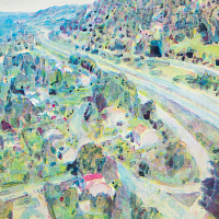 Huskvarna (Highway out of town) Acrylic on Cell Rubber EPDM 35x80 cm